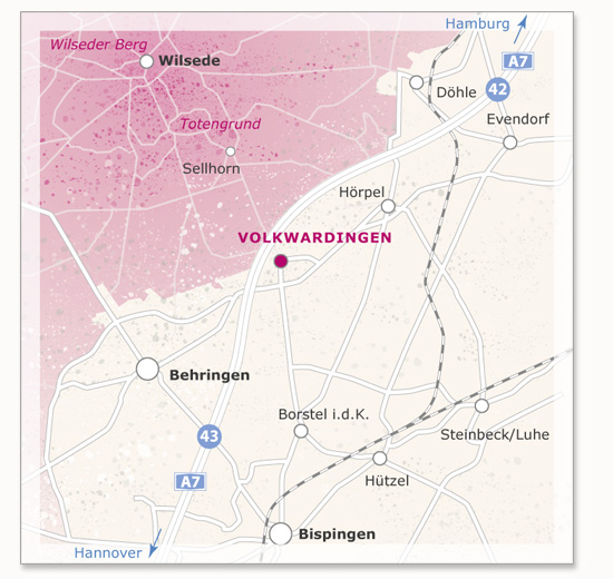 Karte von Volkwardingen und Umgebung